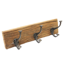 Wieszak z drewna tekowego 3 haki 38x10cm